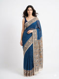 Silk Georgette Saree Midnight Blue with Unstitched Blouse Piece